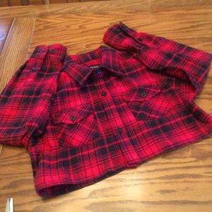NWOT Gioberti Cropped Flannel Shirt, Sz 7